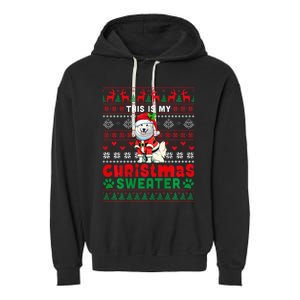 My Christmas Sweater Costume Santa Samoyed Lover Owner Garment-Dyed Fleece Hoodie