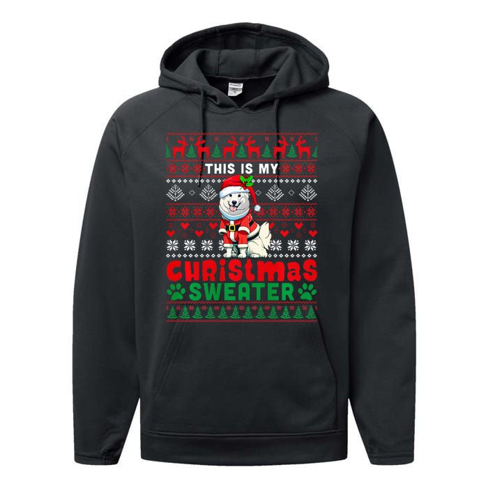 My Christmas Sweater Costume Santa Samoyed Lover Owner Performance Fleece Hoodie