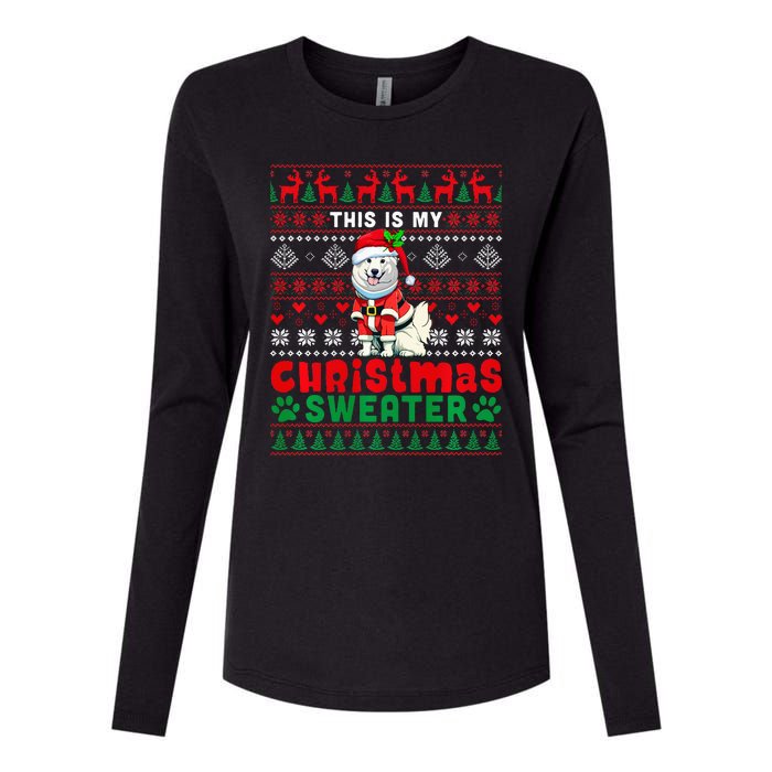 My Christmas Sweater Costume Santa Samoyed Lover Owner Womens Cotton Relaxed Long Sleeve T-Shirt