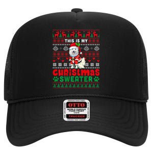 My Christmas Sweater Costume Santa Samoyed Lover Owner High Crown Mesh Back Trucker Hat