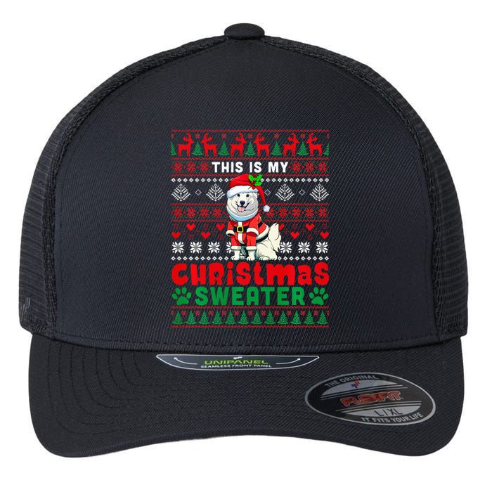 My Christmas Sweater Costume Santa Samoyed Lover Owner Flexfit Unipanel Trucker Cap