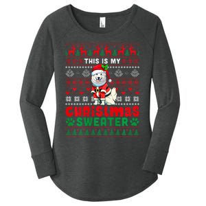 My Christmas Sweater Costume Santa Samoyed Lover Owner Women's Perfect Tri Tunic Long Sleeve Shirt