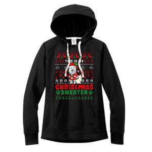 My Christmas Sweater Costume Santa Samoyed Lover Owner Women's Fleece Hoodie