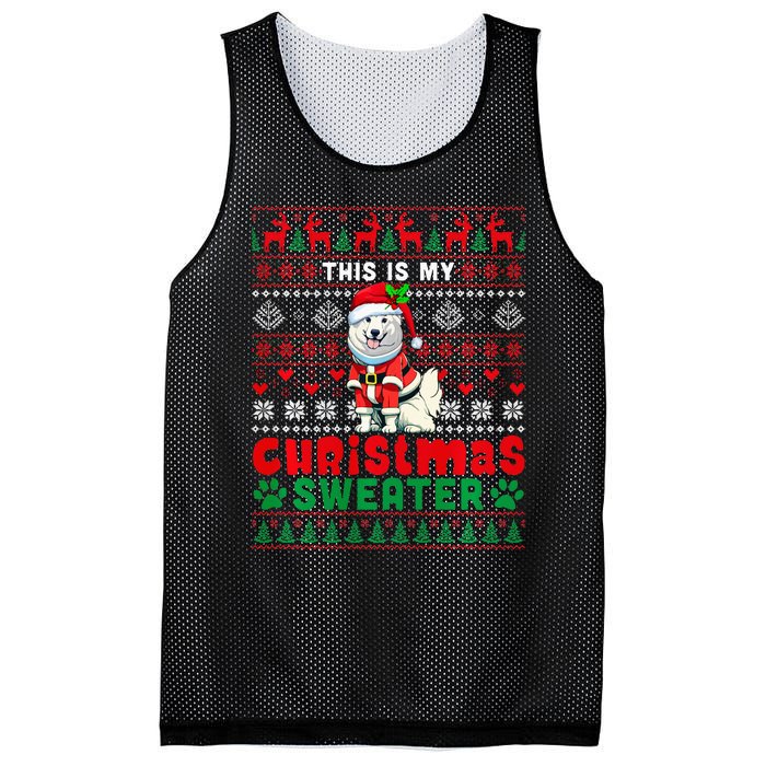 My Christmas Sweater Costume Santa Samoyed Lover Owner Mesh Reversible Basketball Jersey Tank