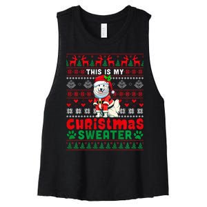 My Christmas Sweater Costume Santa Samoyed Lover Owner Women's Racerback Cropped Tank