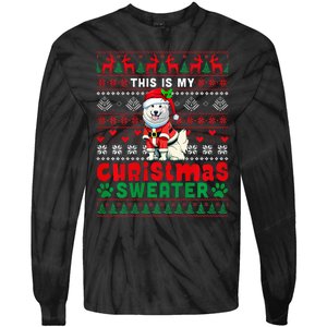 My Christmas Sweater Costume Santa Samoyed Lover Owner Tie-Dye Long Sleeve Shirt