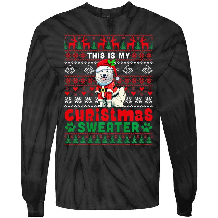 My Christmas Sweater Costume Santa Samoyed Lover Owner Tie-Dye Long Sleeve Shirt