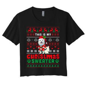 My Christmas Sweater Costume Santa Samoyed Lover Owner Women's Crop Top Tee