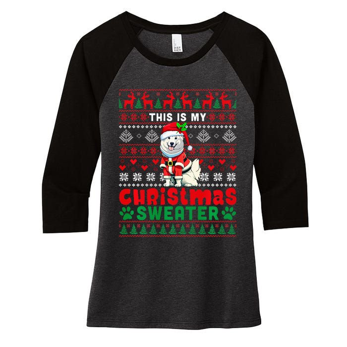 My Christmas Sweater Costume Santa Samoyed Lover Owner Women's Tri-Blend 3/4-Sleeve Raglan Shirt