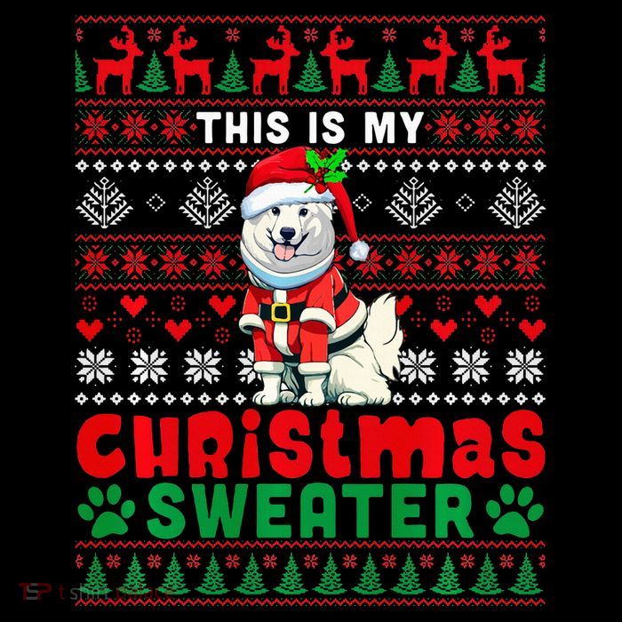 My Christmas Sweater Costume Santa Samoyed Lover Owner Kids T-Shirt