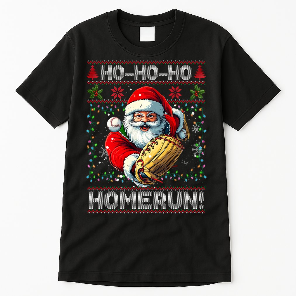 Merry Christmas Santa Playing Baseball For Ballplayers Tall T-Shirt