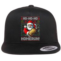 Merry Christmas Santa Playing Baseball For Ballplayers Flat Bill Trucker Hat