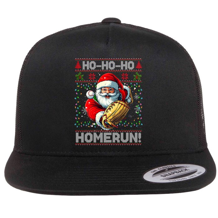 Merry Christmas Santa Playing Baseball For Ballplayers Flat Bill Trucker Hat
