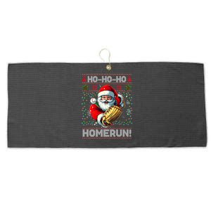 Merry Christmas Santa Playing Baseball For Ballplayers Large Microfiber Waffle Golf Towel