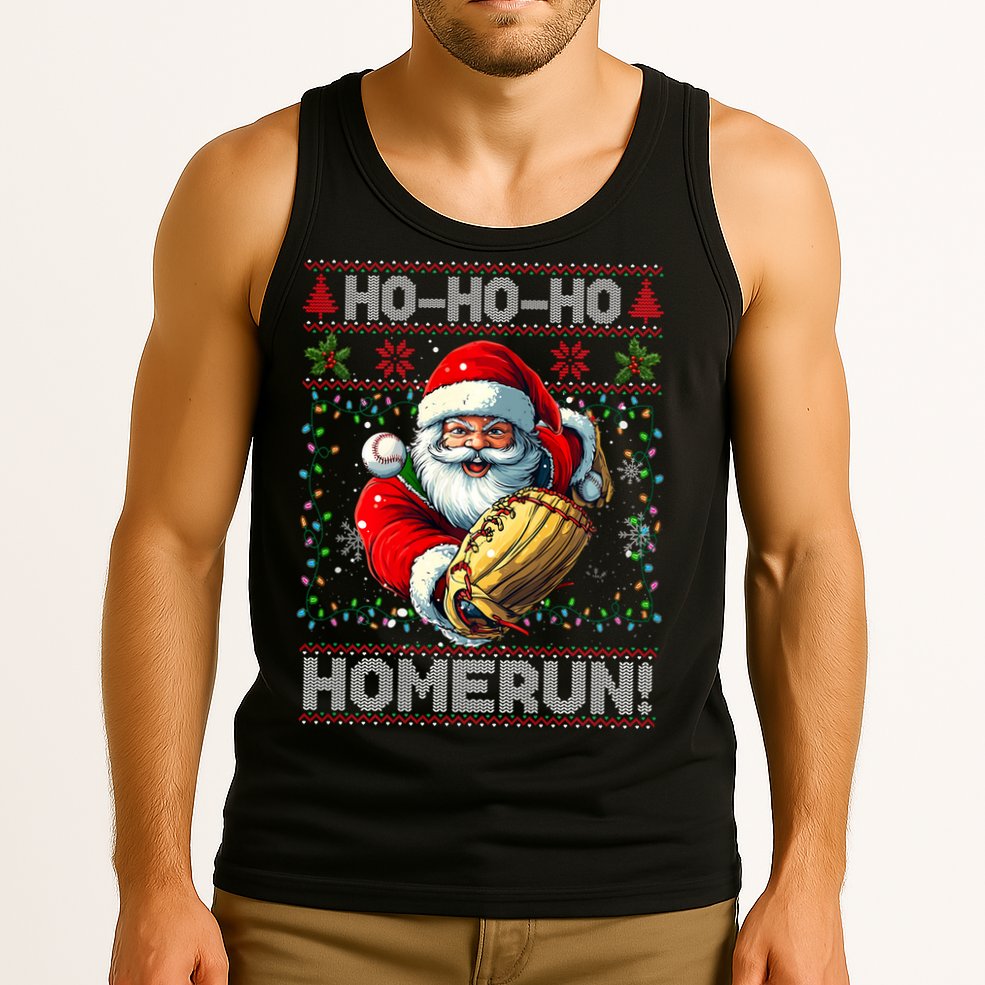 Merry Christmas Santa Playing Baseball For Ballplayers Tank Top