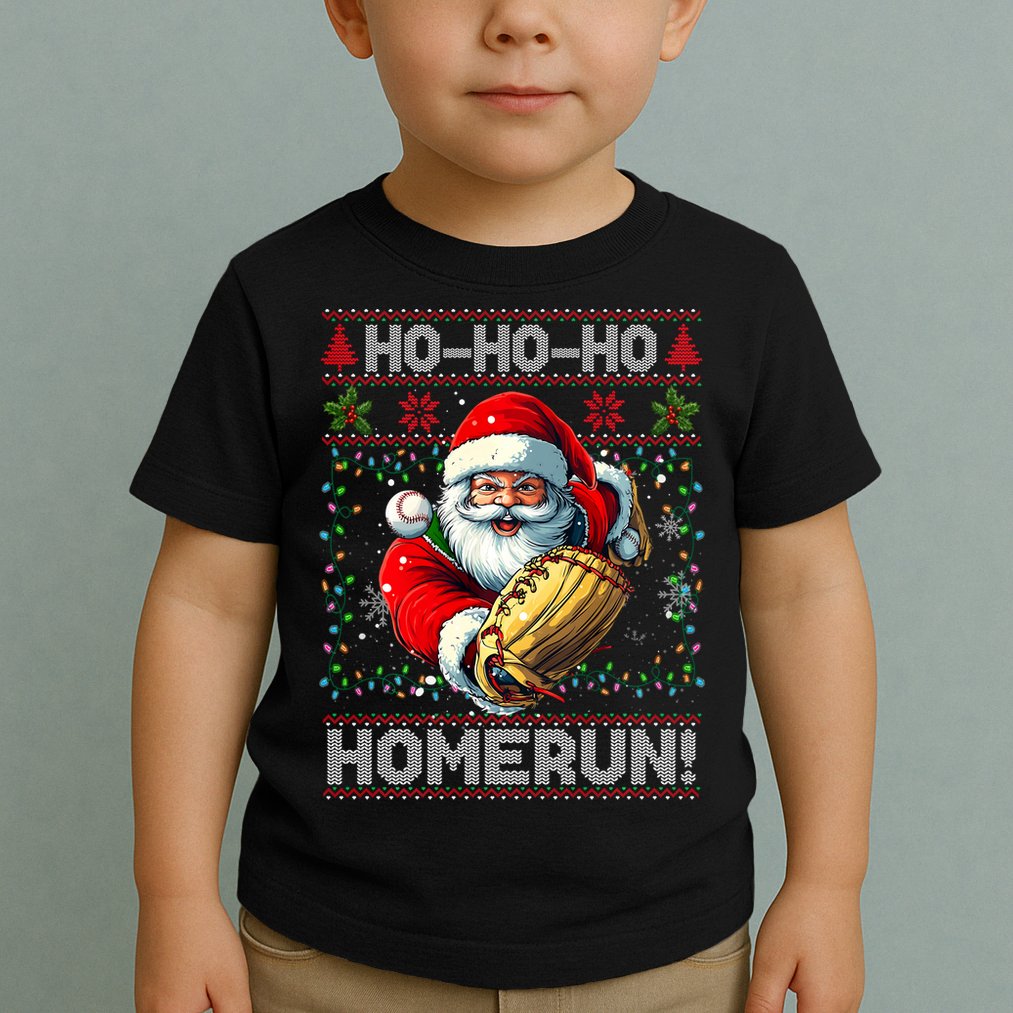 Merry Christmas Santa Playing Baseball For Ballplayers Toddler T-Shirt