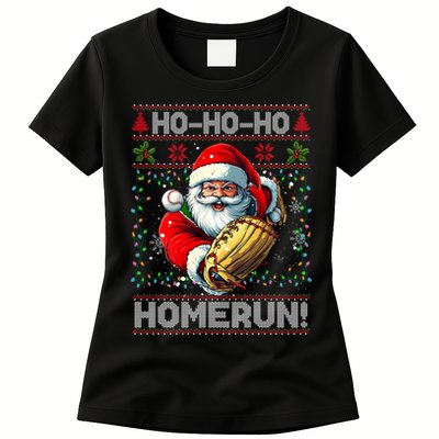 Merry Christmas Santa Playing Baseball For Ballplayers Womens T-Shirt
