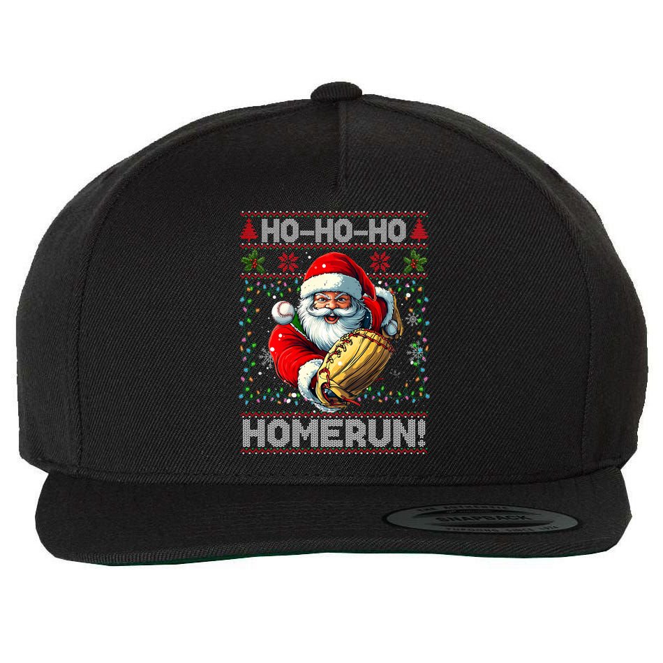 Merry Christmas Santa Playing Baseball For Ballplayers Wool Snapback Cap