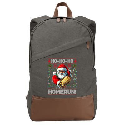 Merry Christmas Santa Playing Baseball For Ballplayers Cotton Canvas Backpack