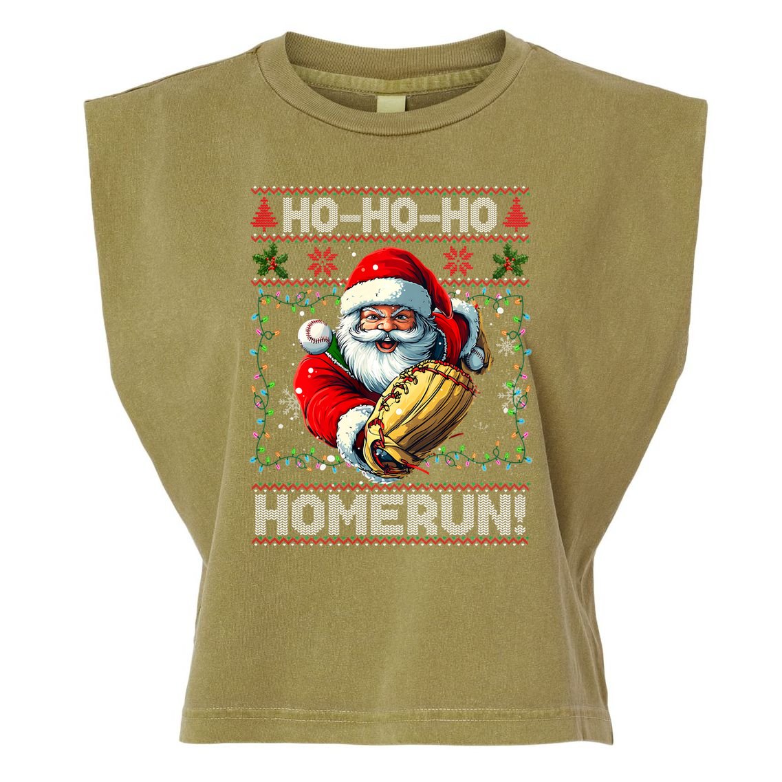 Merry Christmas Santa Playing Baseball For Ballplayers Garment-Dyed Women's Muscle Tee