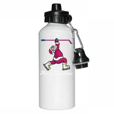 Merry Christmas Santa Ice Hockey Player Funny Hockey Game Gift Aluminum Water Bottle