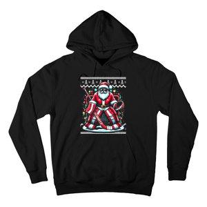 Merry Christmas Santa Hockey Goalie Ugly Christmas Sweater Hoodie