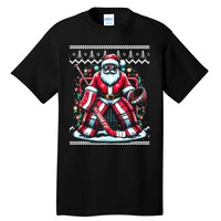 Merry Christmas Santa Hockey Goalie Ugly Christmas Sweater Tall T-Shirt