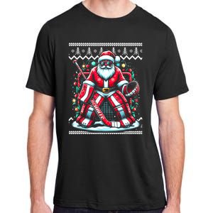 Merry Christmas Santa Hockey Goalie Ugly Christmas Sweater Adult ChromaSoft Performance T-Shirt