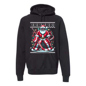 Merry Christmas Santa Hockey Goalie Ugly Christmas Sweater Premium Hoodie