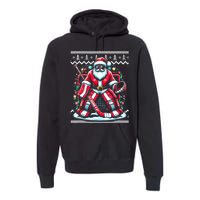 Merry Christmas Santa Hockey Goalie Ugly Christmas Sweater Premium Hoodie