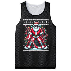 Merry Christmas Santa Hockey Goalie Ugly Christmas Sweater Mesh Reversible Basketball Jersey Tank