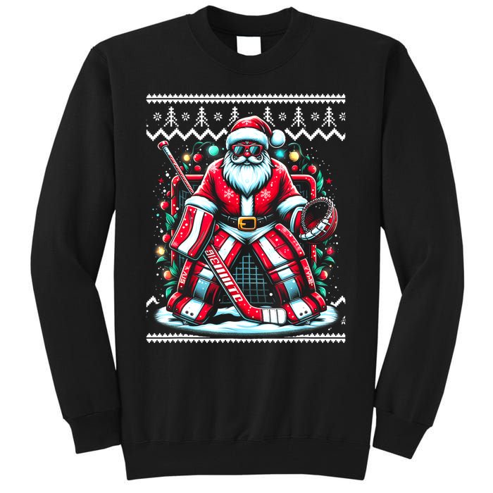 Merry Christmas Santa Hockey Goalie Ugly Christmas Sweater Tall Sweatshirt