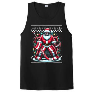 Merry Christmas Santa Hockey Goalie Ugly Christmas Sweater PosiCharge Competitor Tank