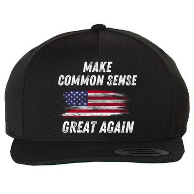 Make Common Sense Great Again Funny Saying Trending Gift Wool Snapback Cap