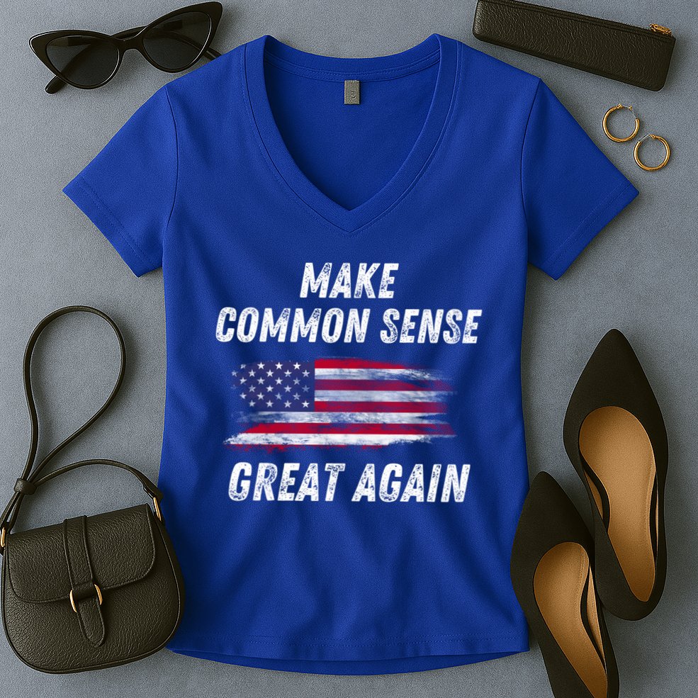 Make Common Sense Great Again Funny Saying Trending Gift Women's V-Neck T-Shirt