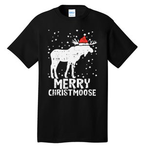 Merry Christmoose Santa Funny Christmas Moose Tall T-Shirt