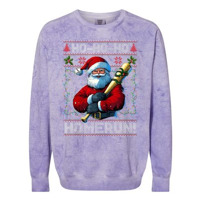 Merry Christmas Santa Playing Baseball For Ballplayers Colorblast Crewneck Sweatshirt