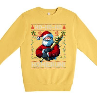 Merry Christmas Santa Playing Baseball For Ballplayers Premium Crewneck Sweatshirt