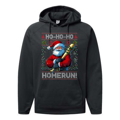 Merry Christmas Santa Playing Baseball For Ballplayers Performance Fleece Hoodie