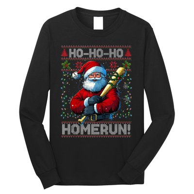 Merry Christmas Santa Playing Baseball For Ballplayers Long Sleeve Shirt