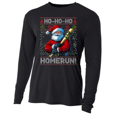 Merry Christmas Santa Playing Baseball For Ballplayers Cooling Performance Long Sleeve Crew