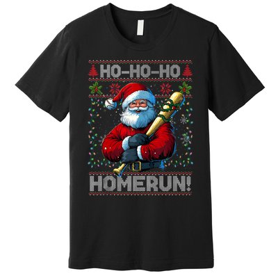 Merry Christmas Santa Playing Baseball For Ballplayers Premium T-Shirt