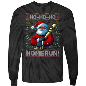 Merry Christmas Santa Playing Baseball For Ballplayers Tie-Dye Long Sleeve Shirt