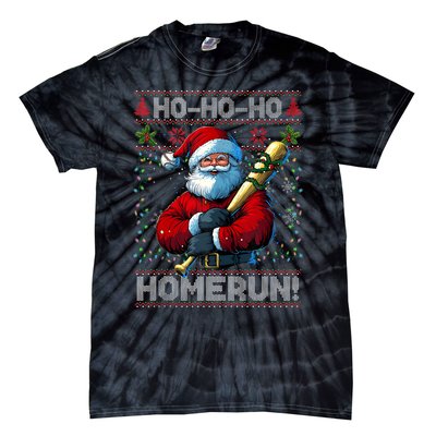 Merry Christmas Santa Playing Baseball For Ballplayers Tie-Dye T-Shirt