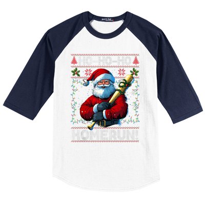 Merry Christmas Santa Playing Baseball For Ballplayers Baseball Sleeve Shirt