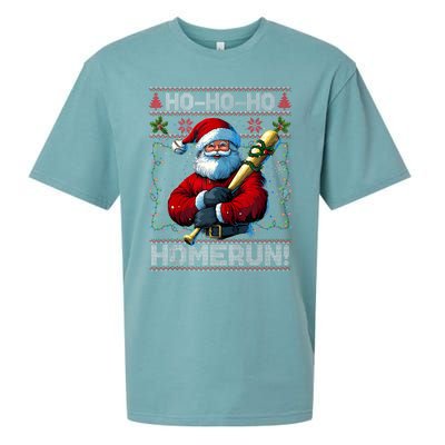 Merry Christmas Santa Playing Baseball For Ballplayers Sueded Cloud Jersey T-Shirt