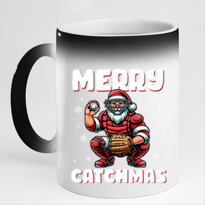 Merry Catchmas Santa Claus Baseball Catcher Xmas Christmas Gift 11oz Black Color Changing Mug