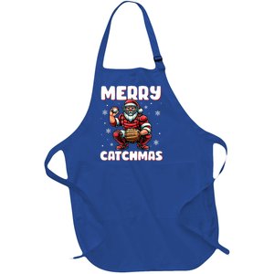 Merry Catchmas Santa Claus Baseball Catcher Xmas Christmas Gift Full-Length Apron With Pockets