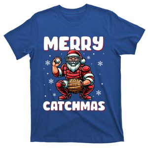 Merry Catchmas Santa Claus Baseball Catcher Xmas Christmas Gift T-Shirt