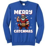 Merry Catchmas Santa Claus Baseball Catcher Xmas Christmas Gift Tall Sweatshirt